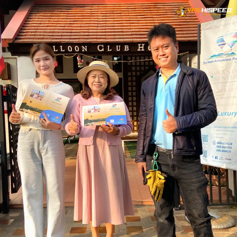 balloon tour_Get up in the cloud with VPS hi speed_ผู้โชคดียืนชูนิ้วโป้งได้รับใบประกาศ