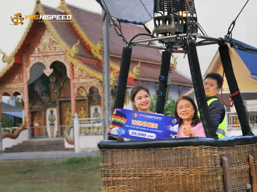 balloon tour_Get up in the cloud with VPS hispeed_ผู้โชคดียืนอยู่ในบอลลูน_close up