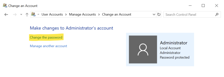 เลือกบัญชี Administrator