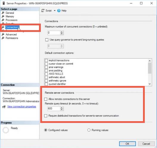 Remote server connections