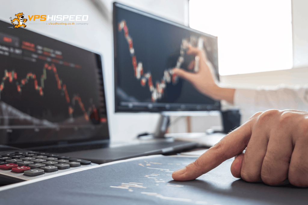 Forex day trader analyzing live market charts and technical indicators on multiple screens