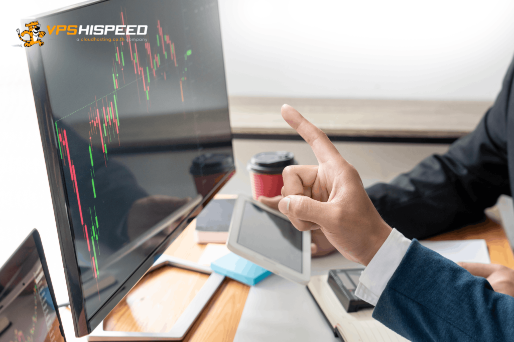 Full-time trader using a Forex VPS to monitor live currency charts and manage trading activity.