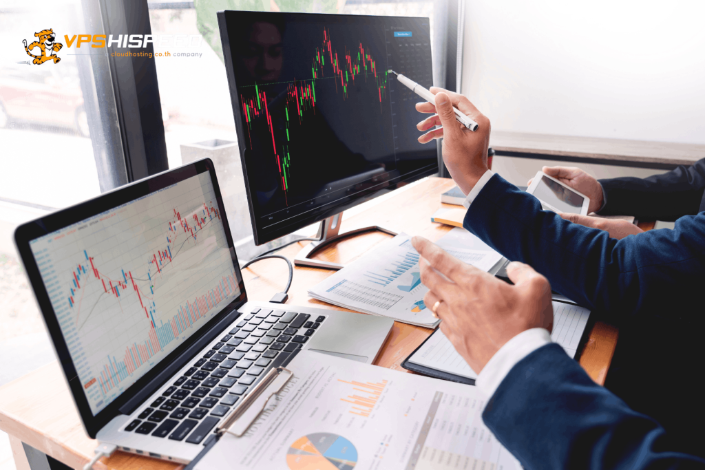 Full-time trader using Forex VPS to monitor live forex charts across multiple trading screens