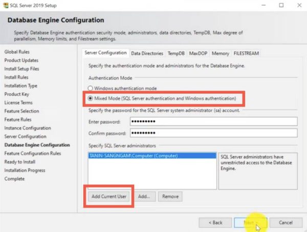 Database Engine Configuration