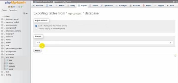 Export database