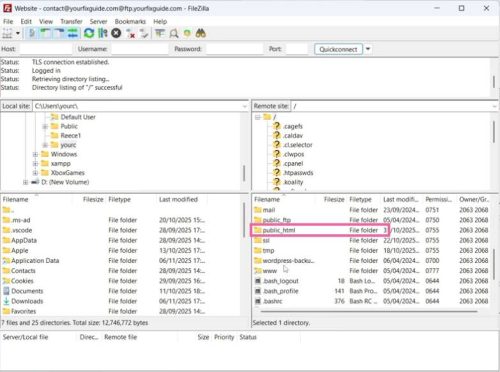 FileZilla To Connect To FTP-html-public