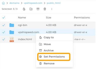 mutil files-Set Permissions