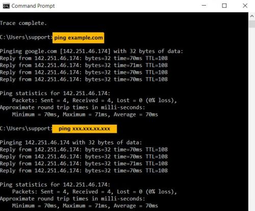 ping example.com