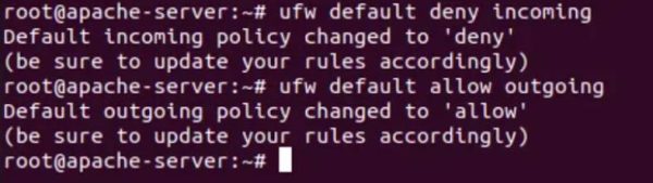 ufw default deny incoming