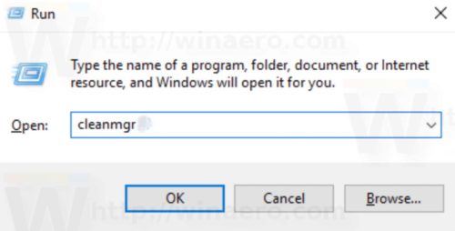 เปิด Run (Windows + R) แล้ว พิมพ์ cleanmgr