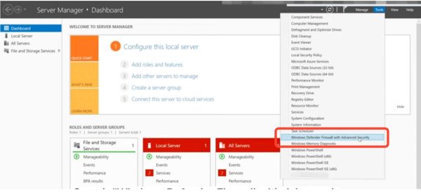 เปิด Windows Defender Firewall with Advanced Security