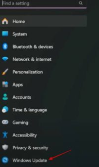เลือกเมนู Windows Update