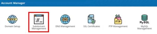ไปที่ Account Manager - Subdomain Management